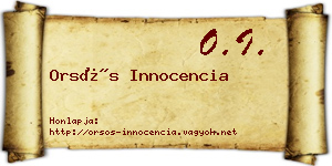 Orsós Innocencia névjegykártya